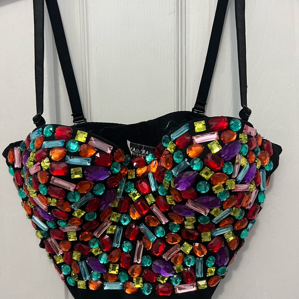 Colorful Bejeweled Bustier Top